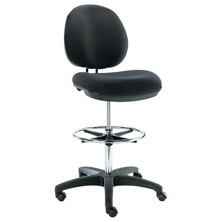 Alera Interval Series Swivel Task Stool, Pvc-Free Faux Leather, Black