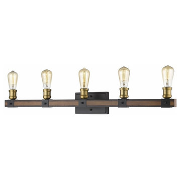 5 Light Vanity Light Fixture in Restoration Style - 38 Inches Wide by 9.75