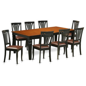 9-Piecetable Set With A Dining Table And 8 Dining Chairs In Black And Cherry
