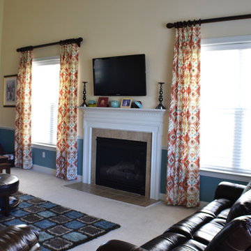 Ikat Panels in Family Room