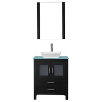 28" Single Bathroom Vanity, Zebra Gray, Tempered Glass, Brushed Nickel
