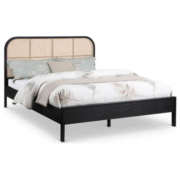 Siena Ash Wood Bed, Black, Queen