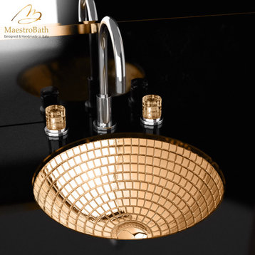 Mosaic Undermount Glass Luxe Sink, Rose Gold