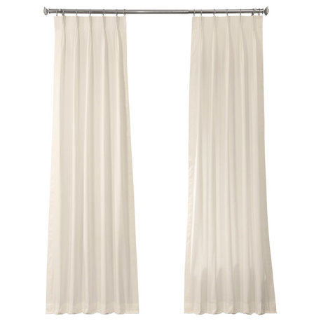 Solid Cotton Pleated Curtain 1 Panel, Warm Off-White, 25"x84"
