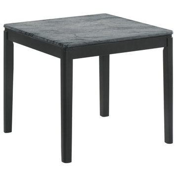 Kyo 24" End Table, Gray Fauxmarble Top, Sandy Texturing, Black Legs