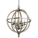 Kichler - Evan 6-Light Chandelier 1 Tier Large in Distressed Antique Gray - The Evan™ 37.25" 6 light chandelier in Distressed Antique Gray Wood with Anvil Iron detailing features distressed woods and hammered metals and endless charm that surrounds the center column design, allowing the light to fully shine through. The Evan chandelier is perfect in rustic, lodge or country environments.Complete the look by adding coordinating pieces such as the Evan Distressed Antique Gray with Anvil Iron finish Chandelier (43322DAG), Evan Distressed Antique Gray with Anvil Iron finish Pendalette (43328DAG) and Evan Distressed Antique Gray with Anvil Iron finish Chandelier (43324DAG).Cleaning instructions: Be certain the electric current is turned off before cleaning. Clean metal components with a soft cloth moistened with a mild liquid soap solution. Wipe clean and buff with a very soft dry cloth. Under no circumstances should any metal polish be used, as its abrasive nature could damage the protective finish placed on the metal parts. Never wash glass shades in an automatic dishwasher. Instead, line a sink with a towel and fill with warm water and mild liquid soap. Wash glass with a soft cloth, rinse and wipe dry.CSA UL Listed Dry. A dry location is an indoor area that is not normally subject to dampness.  This light requires 6 , 60W Watt Bulbs (Not Included) UL Certified.