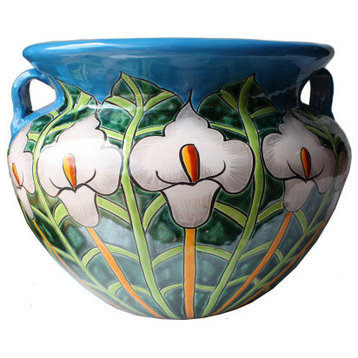 Big Lily Flower Talavera Ceramic Pot
