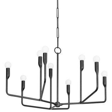 Troy Lighting Norman Nine Light Chandelier, Forged Iron