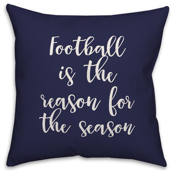 Football Is The Reason For The Season in Navy 18x18 Throw Pillow