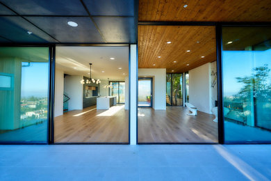 Floor to ceiling glass sliding doors