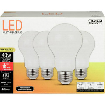 Feit Electric® A450/827/10KLED/4 Non-Dimmable LED Bulb, Soft White, 6W, 4-Pack