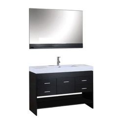 Virtu USA - Virtu USA Gloria 48 in. Single Sink Bathroom Vanity in Espresso with Porcelain B - Bathroom Vanities And Sink Consoles