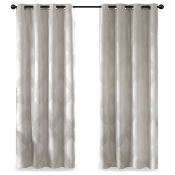 SunSmart Bentley Ogee Total Blackout Window Curtain Panel, White, White, 95"