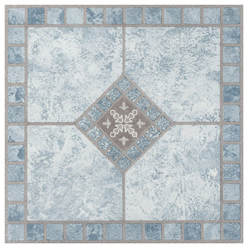 12"x12" 2 mm Self Adhesive Vinyl Floor Tile, Blue Diamond, 9-Tile/9 sq. ft.