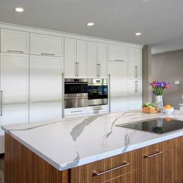 Beautiful White & walnuts veneer Kitchen