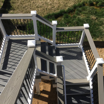 Split-Stair Second-Story Deck with Vinyl Railing – Ellicott City, MD