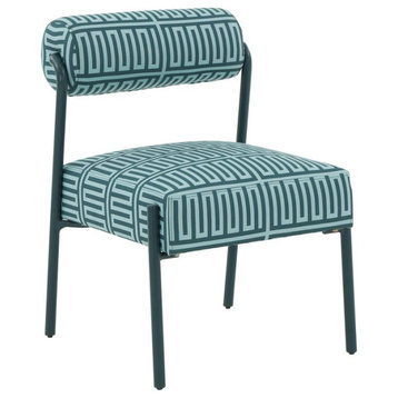 Jolene Green Patterned Linen Accent Chair