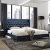 Modrest Wales Modern Blue Fabric Bed, Eastern King