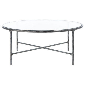 Safavieh Couture Jessa Round Metal Coffee Table, Silver