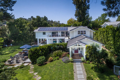Inspiration for a farmhouse exterior home remodel in Los Angeles