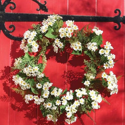 Wild Daisy & Fern Wreath - Artificial Flower Arrangements