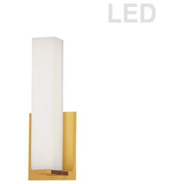 4.5" Contemporary Modern Bathroom Vanity Light, Aged Brass With Opal Glass