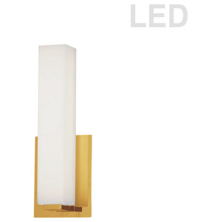 4.5" Contemporary Modern Bathroom Vanity Light, Aged Brass With Opal Glass