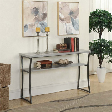 Convenience Concepts X-Calibur Console Table in Gray Faux Birch Wood Finish