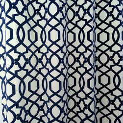 Sultana Velvet Flocked Lattice Drape, Luna - Curtains