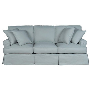 Sunset Trading Horizon T-Cushion Fabric Slipcovered Sofa in Ocean Blue