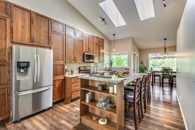 Inspiration for a mid-sized rustic kitchen remodel in Calgary
