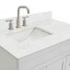 Ariel Hamlet 36" Single Left Rectangle Sink Bathroom Vanity, Carrara Quartz, Grey