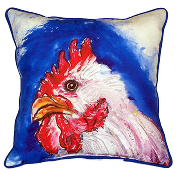 Betsy Drake Rooster Head Script Extra Large 22 X 22 Indoor / Outdoor Pillow