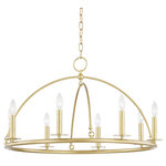 Hudson Valley Lighting - Howell 8-Light Chandelier Aged Brass Finish - Metal arches bring a smooth dome-shape and add an interesting twist to this traditional wagon-wheel chandelier. Candelabra bulbs around the circumference provide an abundance of bright, beautiful light. Available as a single or double-tier in Aged Brass, Polished Nickel or Aged Iron.