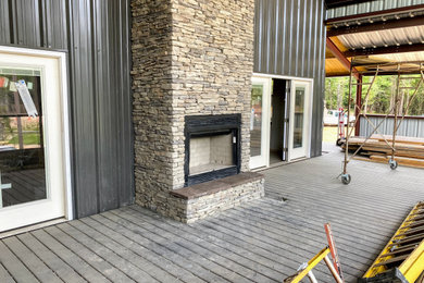 Stone fireplace
