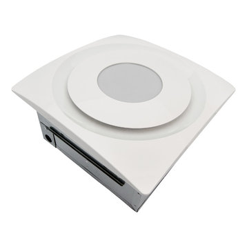 Dimmable 90 CFM 0.3 Sones Bathroom Fan With LED Light Ceiling/Wall Mount, White