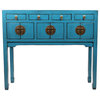 Turquoise Chinese Black Lacquer Lady Chest