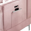 Chloe Velvet Sectional Sofa Chaise With USB Charging Port, Pink