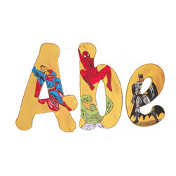 Custom Letters w/ Superman, Spiderman, Incredible Hulk, & Batman - Wall Letters