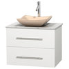 Centra 30" White Bathroom Vanity Carrera Marble Top, Avalon Ivory Marble Sink