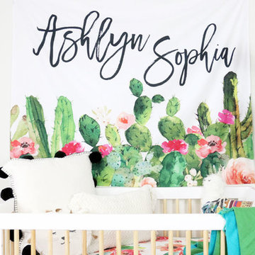 Boho Cactus Personalized Name Tapestry