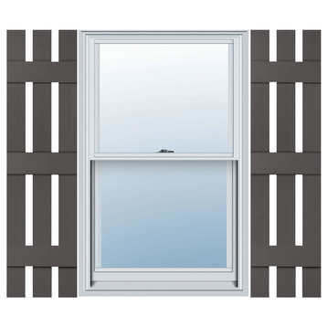 12"W x 67"H Standard Size Three Board Spaced Shutters, Tuxedo Grey