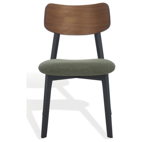 Safavieh Couture Divya Wood Dining Chair, Olive Green/Walnut