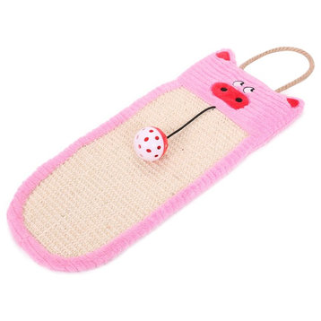 Eco-Natural Sisal And Jute Hanging Carpet Cat Scratcher Lounge With Toy, Pink