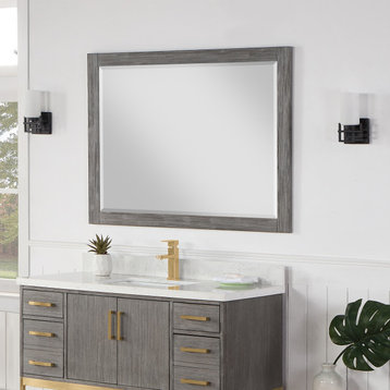 Ivy Rectangular Bathroom Wood Framed Wall Mirror, Classical Gray, 48"