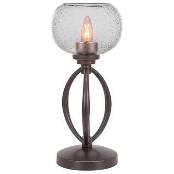 Marquise Accent Lamp In Dark Granite Finish With 7" Clear Bubble