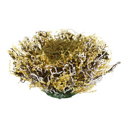 Shea's Wildflower - Twig Bird Nest With Dried Flowers, Natural With White - Wreaths And Garlands