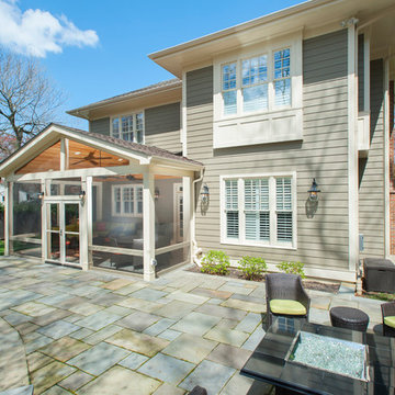 Design Builders craftsman screened porch & flagstone patio in Bethesda MD