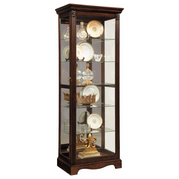 Classic China Cabinet, Sliding Front Door & Multiple Glass Shelves, Warm Cherry