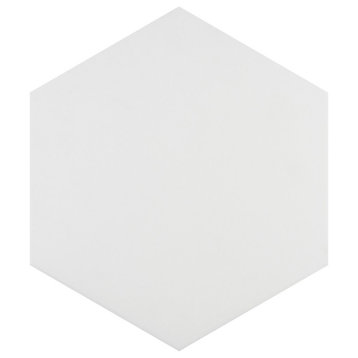 Apini Hex Matte White Porcelain Floor and Wall Tile